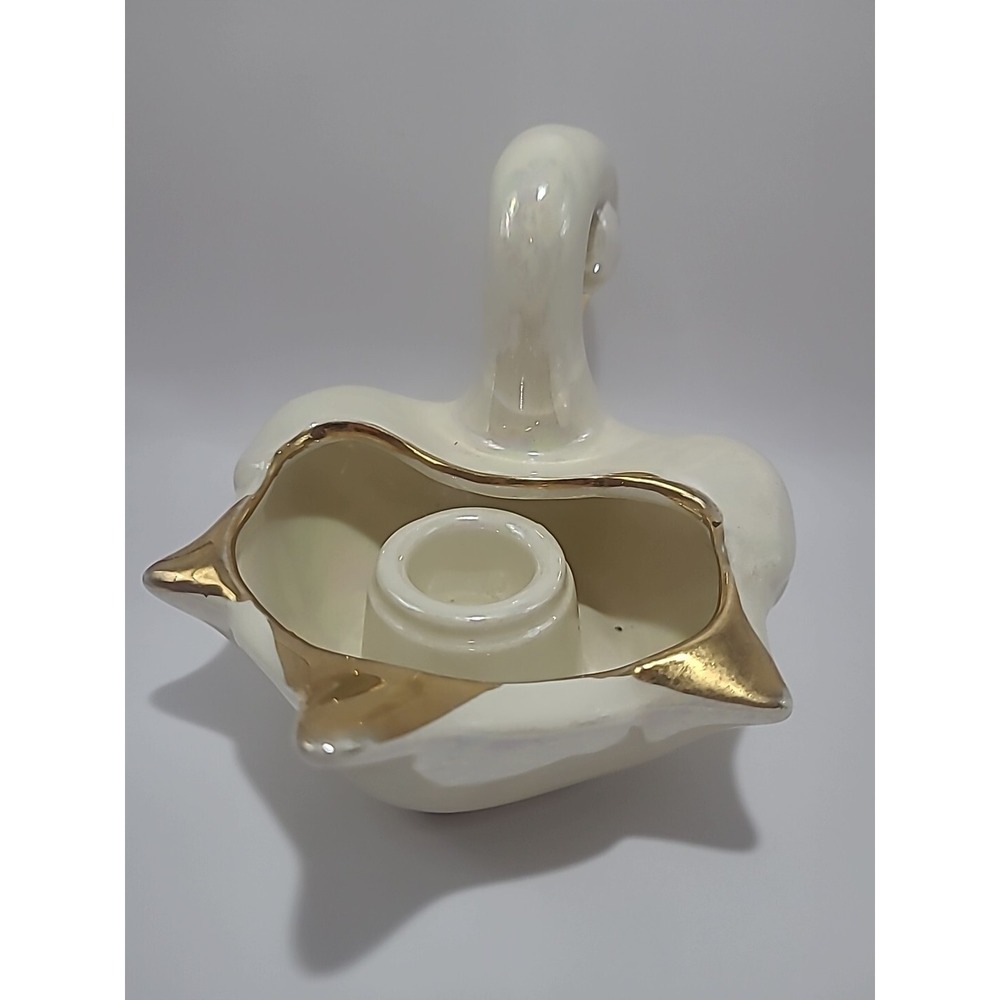 Small Lusterware Swan Candle Holder‎ Pearl China Co Hand Decorated 22KT Gold USA - Picture 5 of 5